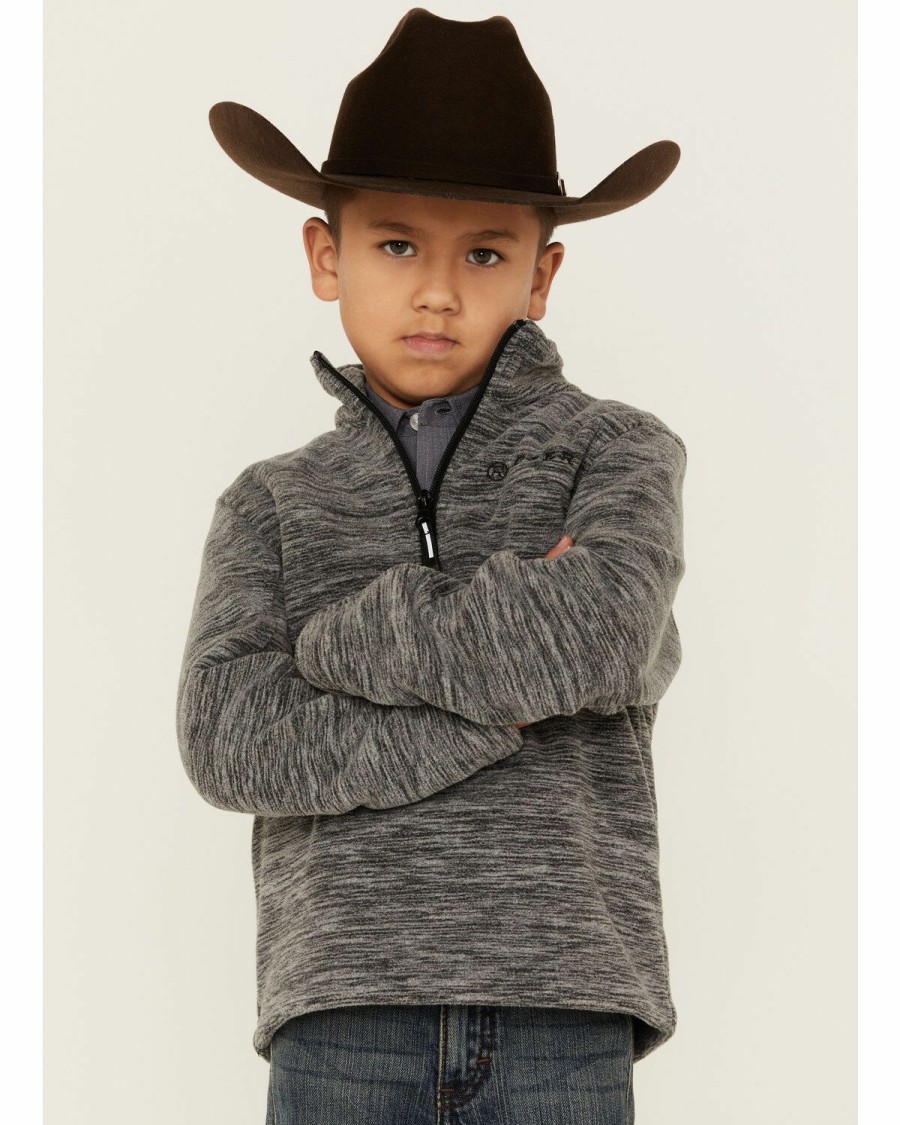 Clothing * | Roper Boys' Grey Lightweight Micro Fleece 1/4 Zip Pullover Jacket Limited Edition