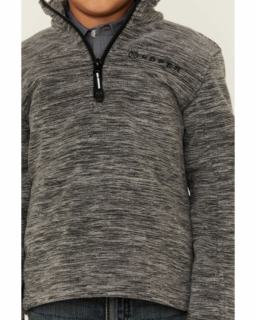 Clothing * | Roper Boys' Grey Lightweight Micro Fleece 1/4 Zip Pullover Jacket Limited Edition