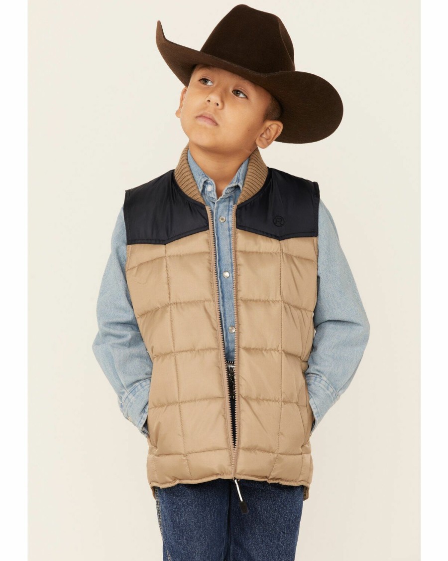 Clothing * | Roper Boys' Quilted Poly Fill Zip-Front Down Vest Outlet