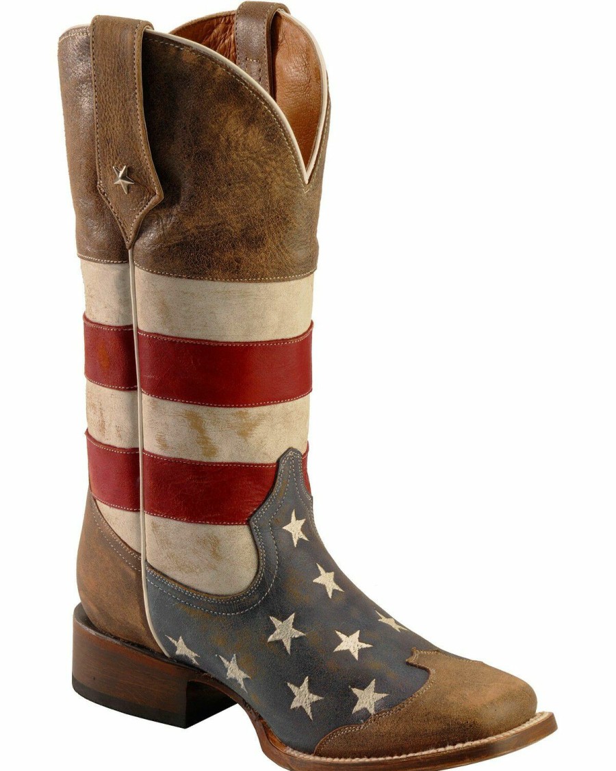 Boots * | Roper American Flag Cowboy Boots Square Toe Discount