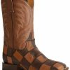 Western Boots * | Roper Men'S Ostrich Check Patchwork Exotic Western Boots Square Toe Sale