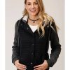 Clothing * | Roper Women'S Charcoal Quilted Drawstring Hoodie Jacket Outlet