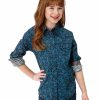 Clothing * | Roper Girls' Paisley Printed Snap Long Sleeve Shirt Sale