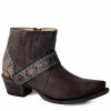 Boots * | Roper Women'S Oiled Brown Fashion Booties Snip Toe Limited Edition