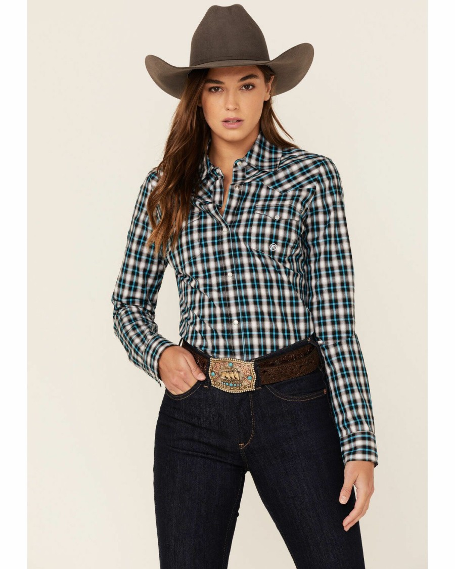 Clothing * | Roper Women'S Plaid Long Sleeve Western Snap Shirt Sale