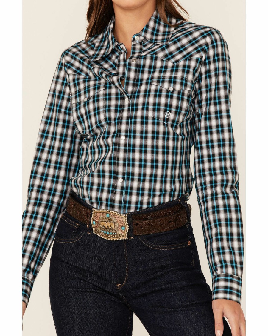 Clothing * | Roper Women'S Plaid Long Sleeve Western Snap Shirt Sale