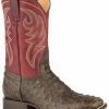 Western Boots * | Roper Men'S Tan Diesel Ranch Exotic Ostrich Leather Western Boots Wide Square Toe Sale