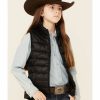 Clothing * | Roper Girls' Solid Black Parachute Poly-Fill Zip-Front Vest Sale