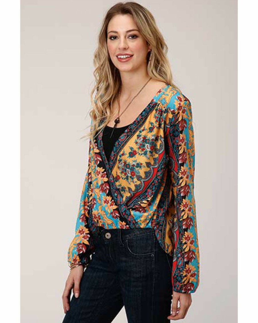 Clothing * | Roper Women'S Gypsy Queen Wrap Front Long Sleeve Top Sale