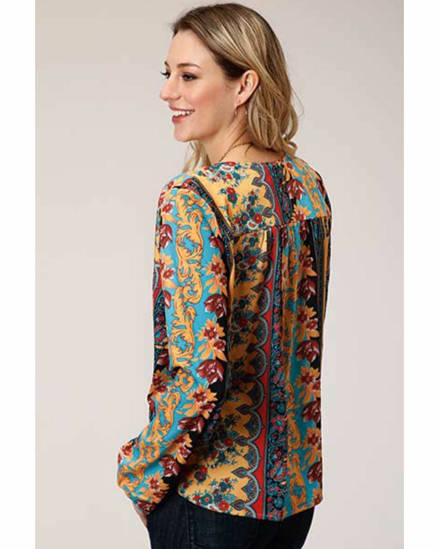 Clothing * | Roper Women'S Gypsy Queen Wrap Front Long Sleeve Top Sale