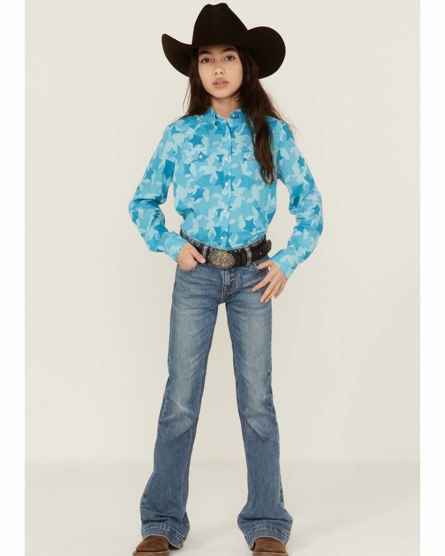 Clothing * | Roper Girls' Rodeo Star Printed Western Snap Shirt Sale