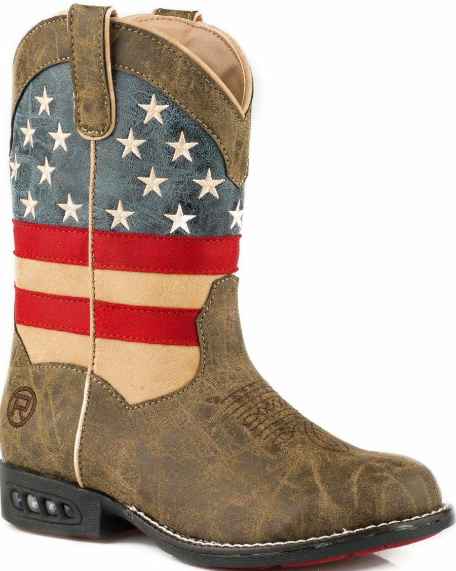 Western Boots * | Roper Boys' Brown Patriot Western Boots Round Toe Online