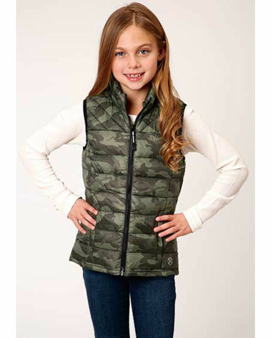 Clothing * | Roper Girls' Lightweight Quilted Camo Puffer Vest Discount