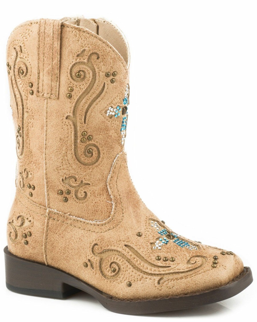 Boots * | Roper Toddler Girls' Faith Crystal Cross Cowgirl Boots Square Toe Sale