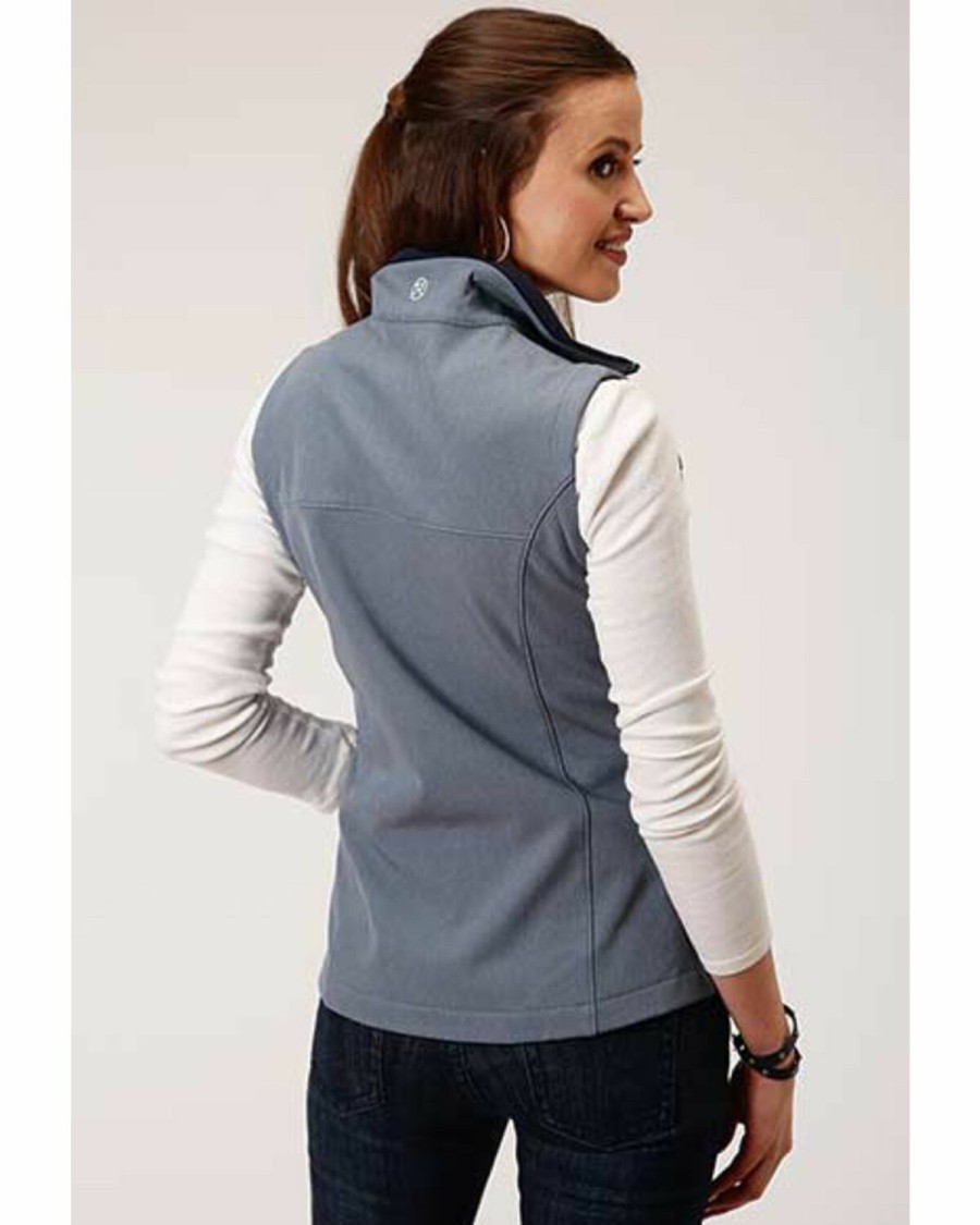 Clothing * | Roper Women'S Blue Heathered Softshell Vest Sale