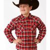 Clothing * | Roper Boys' Plaid Long Sleeve Snap Western Lined Shirt Jacket Limited Edition