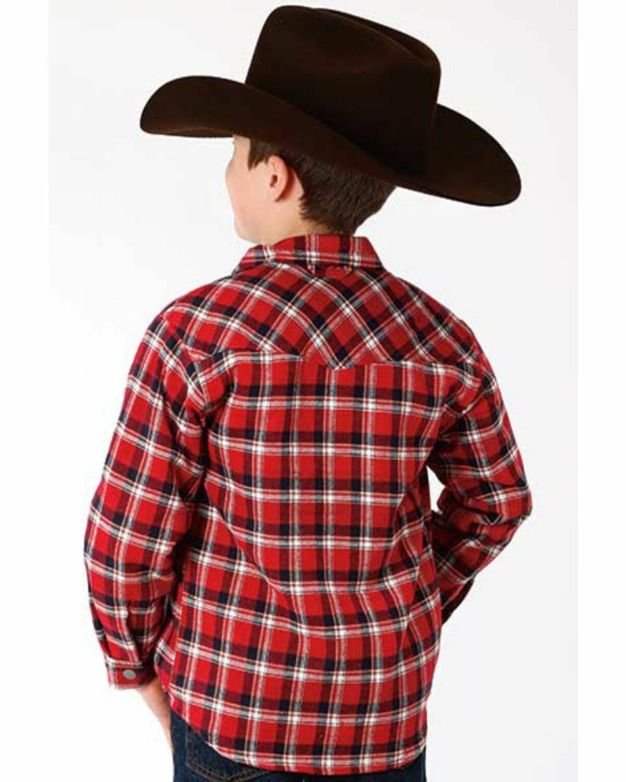 Clothing * | Roper Boys' Plaid Long Sleeve Snap Western Lined Shirt Jacket Limited Edition