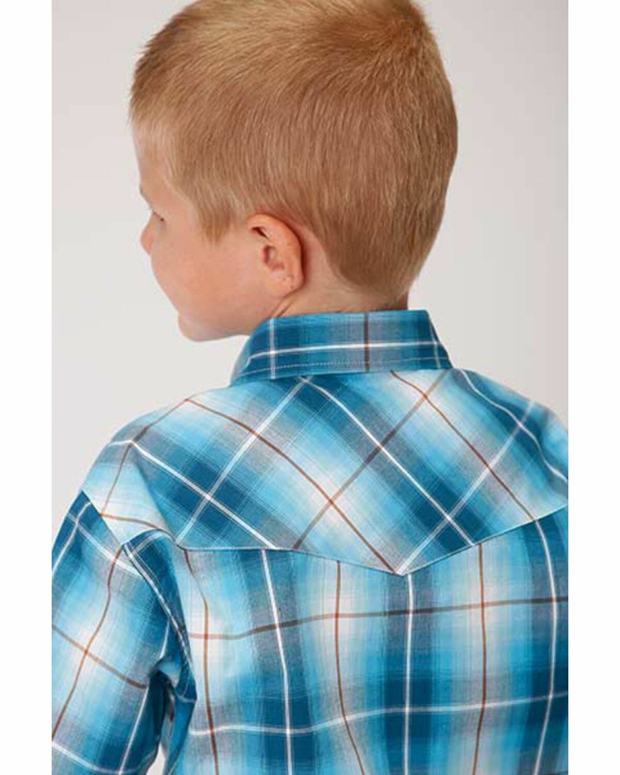 Western Shirt * | Amarillo Boys' Plaid Short Sleeve Western Shirt Roper Online