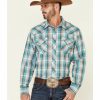 Western Shirt * | Roper Men'S Juniper Dobby Large Plaid Long Sleeve Snap Western Shirt Outlet