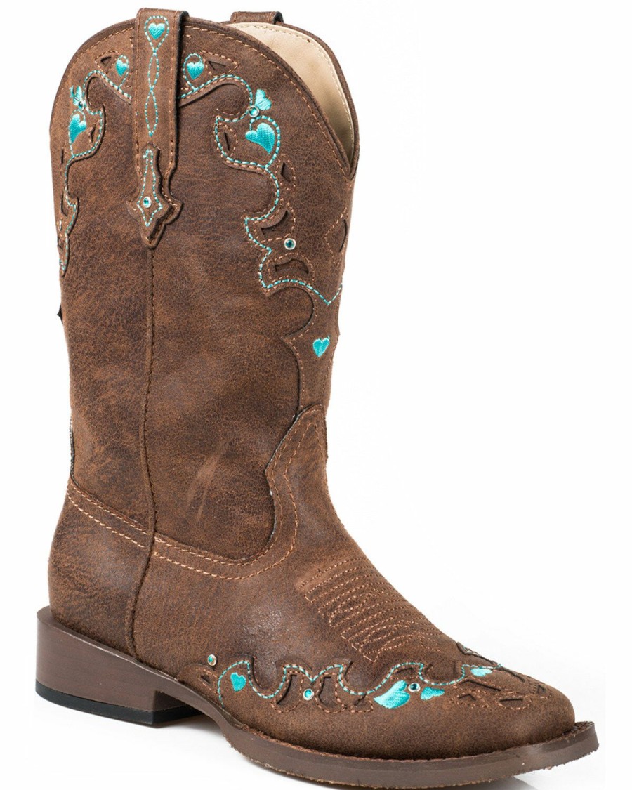 Boots * | Roper Girls' Vintage Crystal Cowgirl Boots Square Toe Outlet