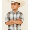 Western Shirt * | Amarillo Boys' Copper Ridge Dawn Ombre Plaid Short Sleeve Snap Western Shirt Roper Discount