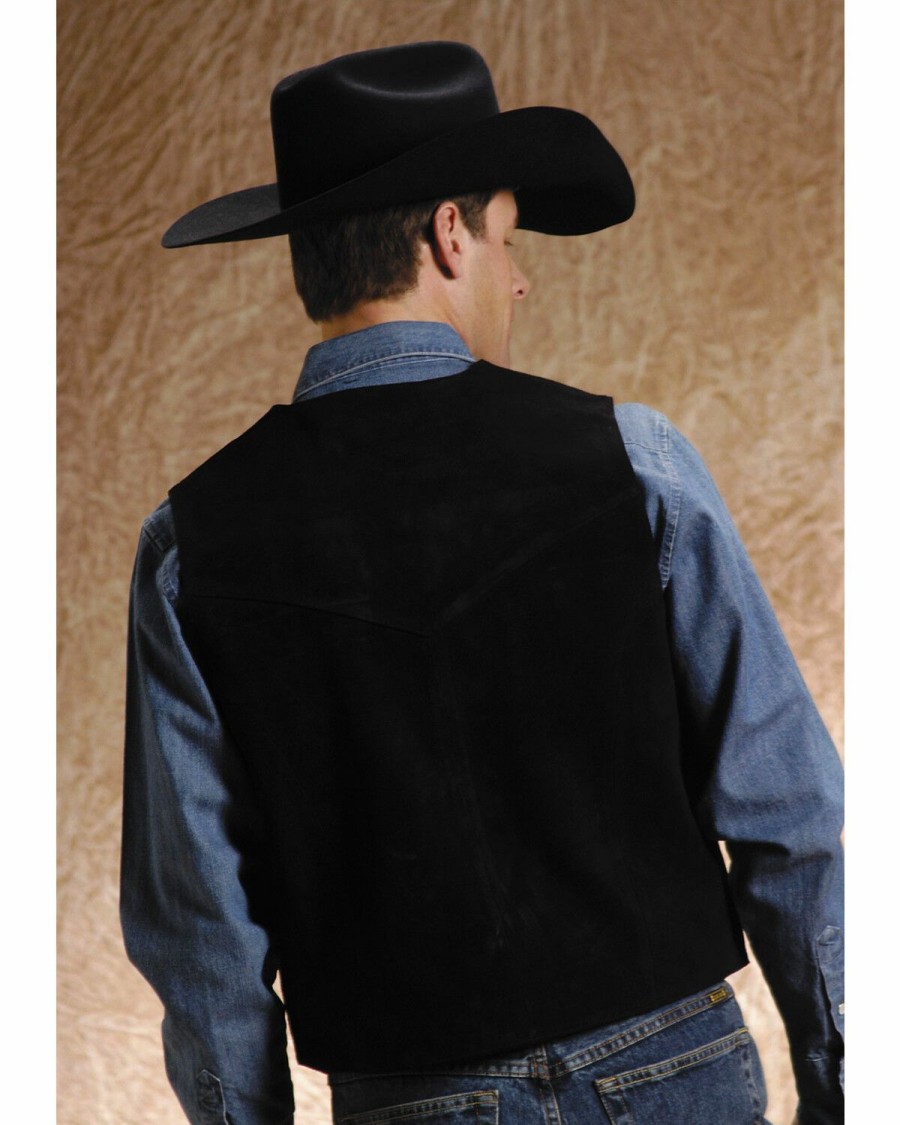 Clothing * | Roper Men'S Black Suede Vest Sale