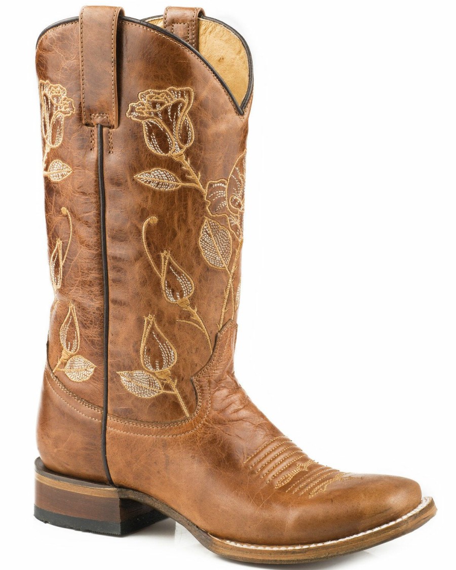 Boots * | Roper Women'S Desert Rose Embroidered Cowgirl Boots Square Toe Online