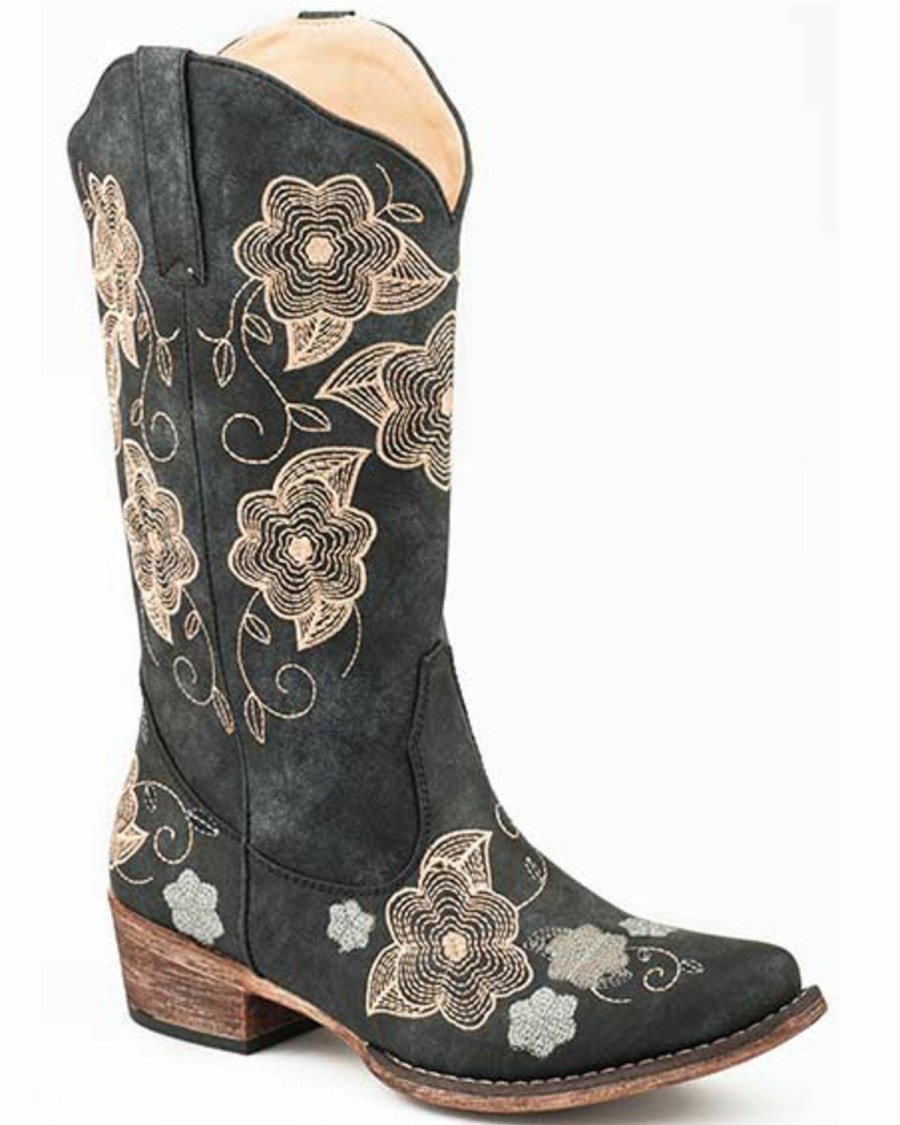 Western Boots * | Roper Women'S Riley Flowers Western Boots Snip Toe Limited Edition