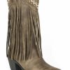 Western Boots * | Roper Women'S Brown Fringe Faux Leather Western Boots Pointed Toe Discount