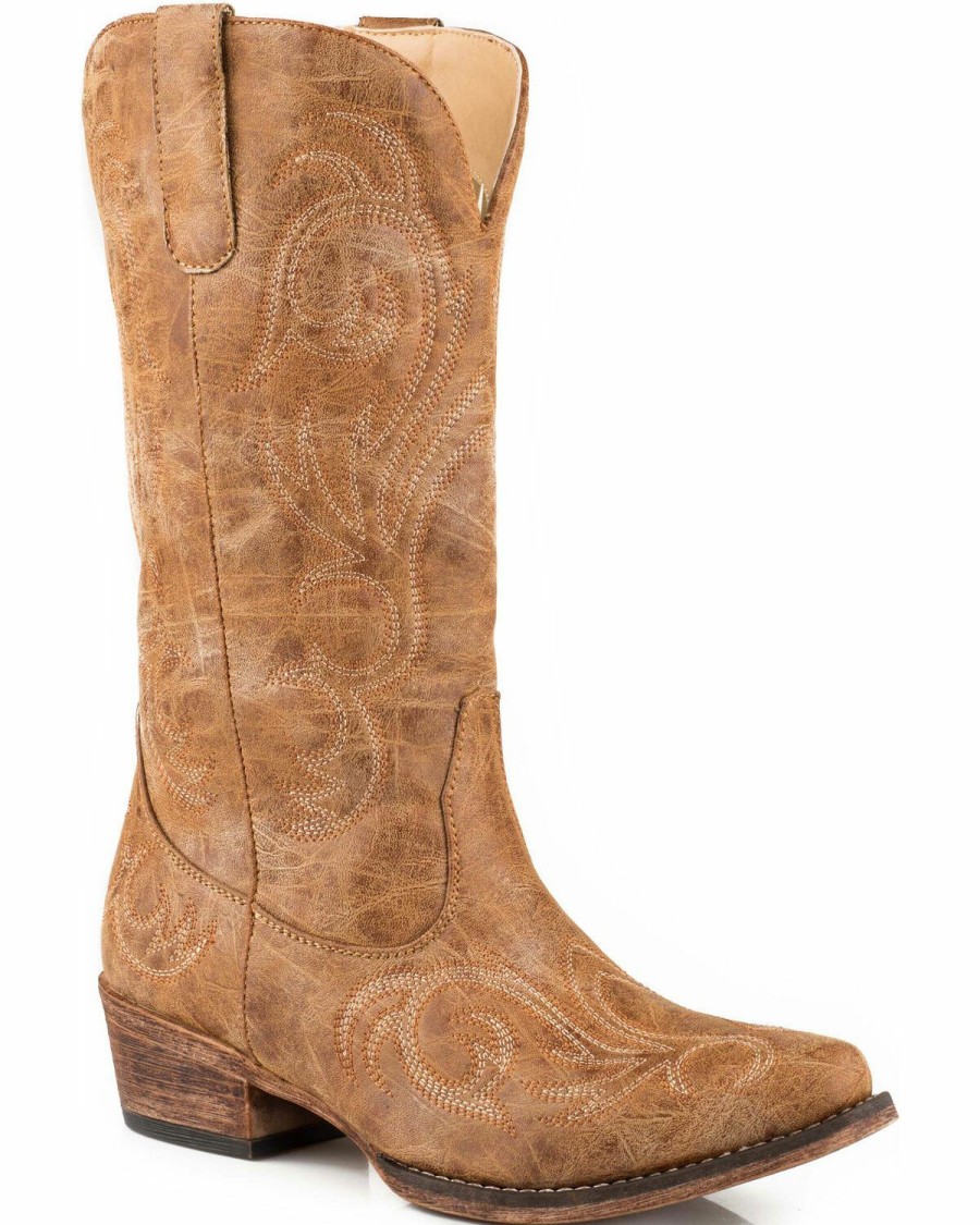 Western Boots * | Roper Women'S Tan Riley Vintage Western Boots Snip Toe Limited Edition