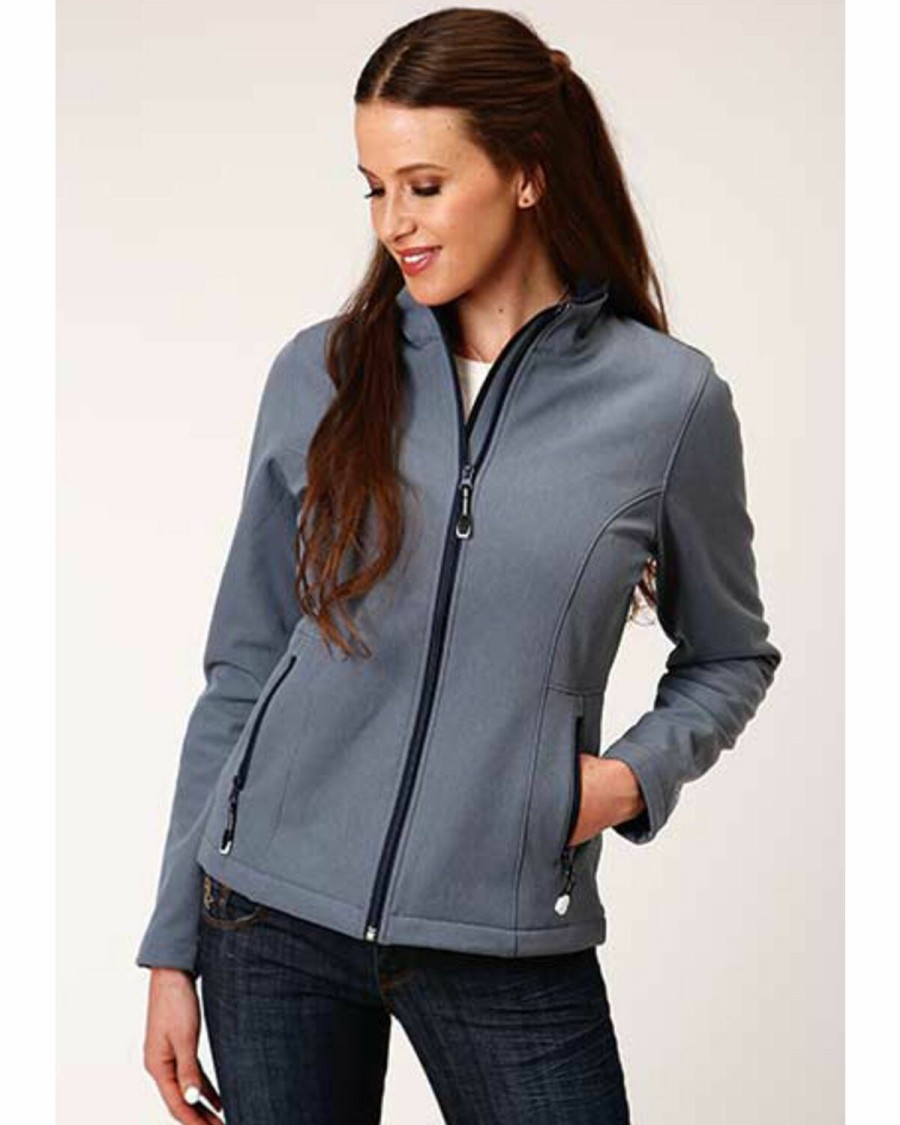 Clothing * | Roper Women'S Blue Heathered Softshell Jacket Discount