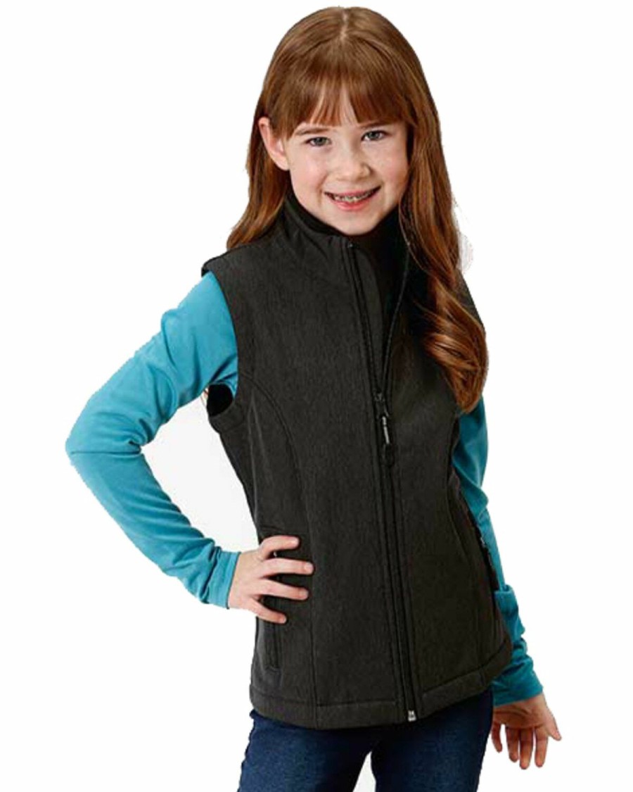 Clothing * | Roper Girls' Grey Softshell Fleece Vest Online