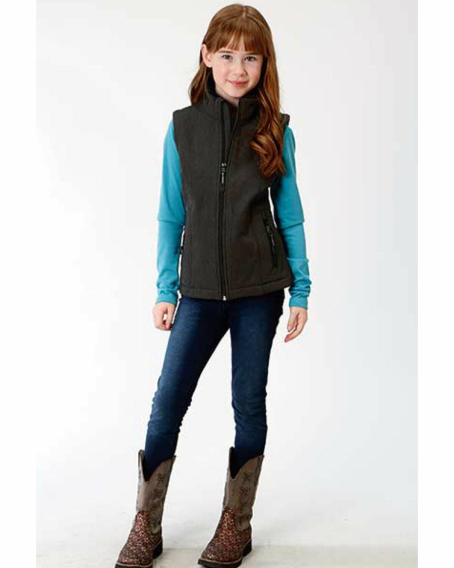 Clothing * | Roper Girls' Grey Softshell Fleece Vest Online