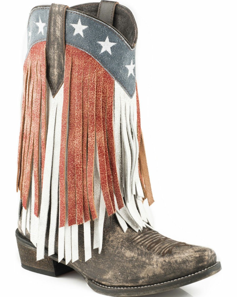 Boots * | Roper Women'S American Beauty Fringe Cowgirl Boots Snip Toe Discount