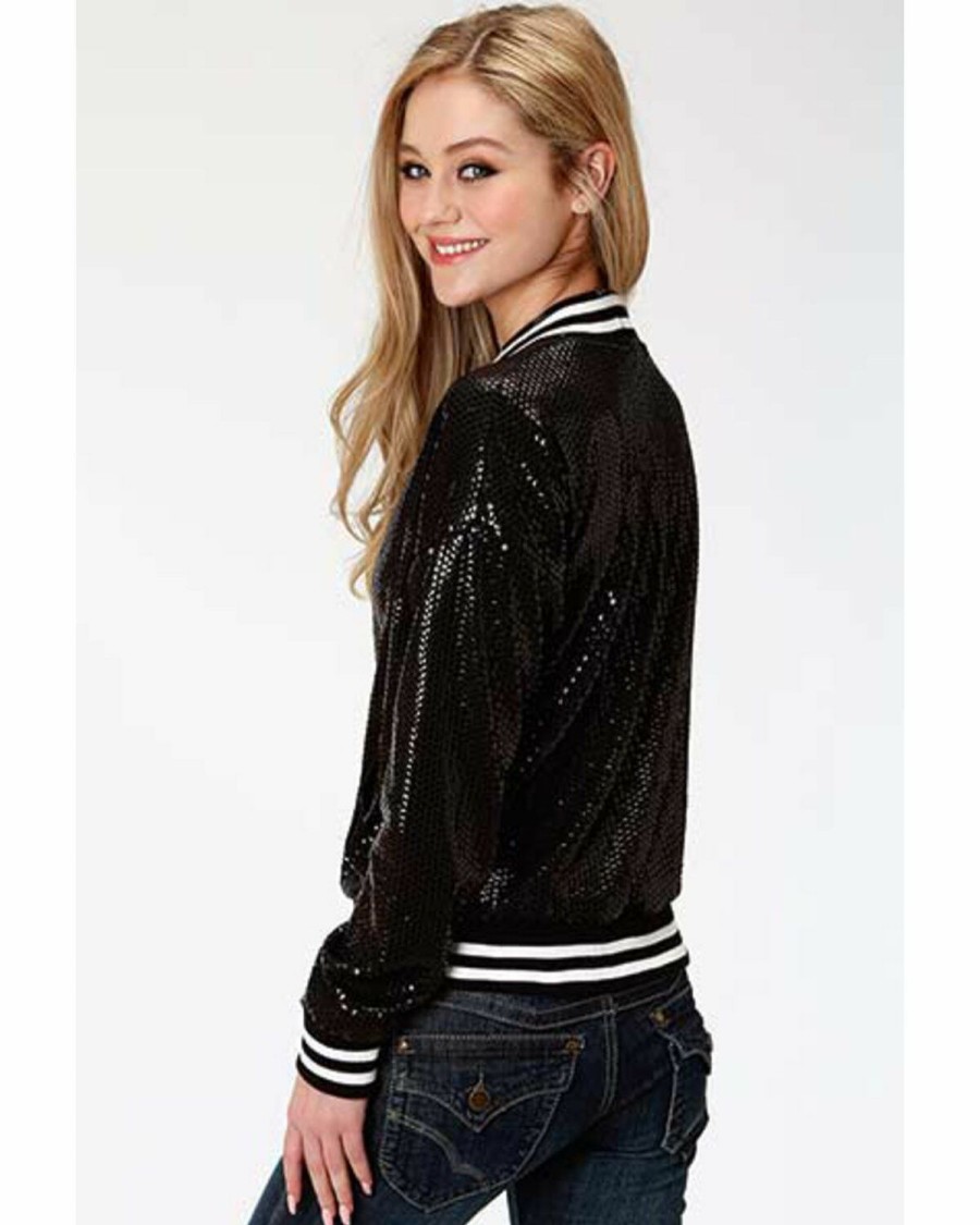 Clothing * | Roper Women'S Black Sequin Bomber Jacket Online