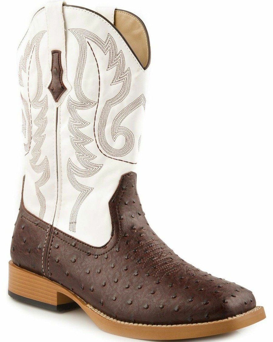 Western Boots * | Roper Men'S Ostrich Print Western Boots Sale