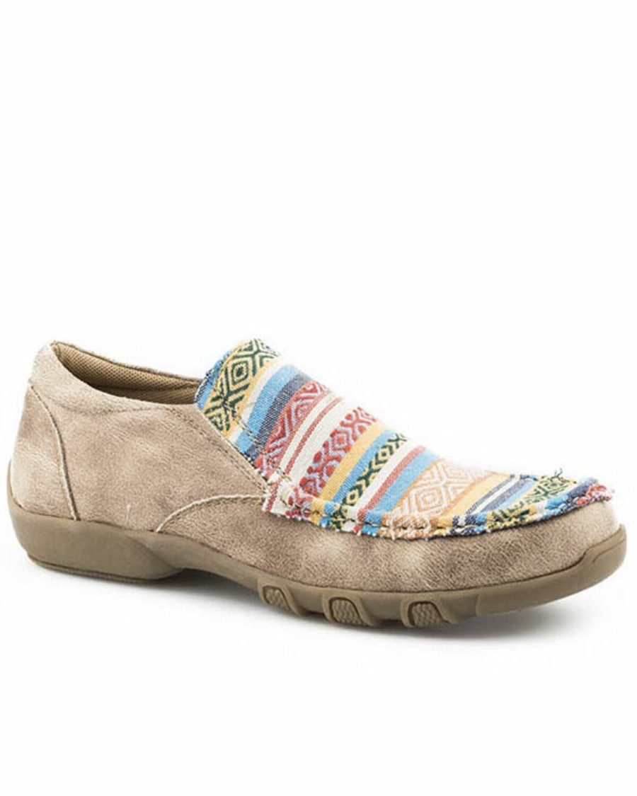 Shoes * | Roper Women'S Vintage Beige Multicolor Shoes Moc Toe Discount