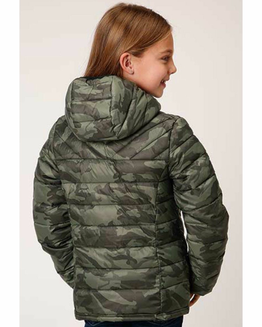 Clothing * | Roper Girls' Lightweight Quilted Hooded Camo Puffer Jacket Outlet