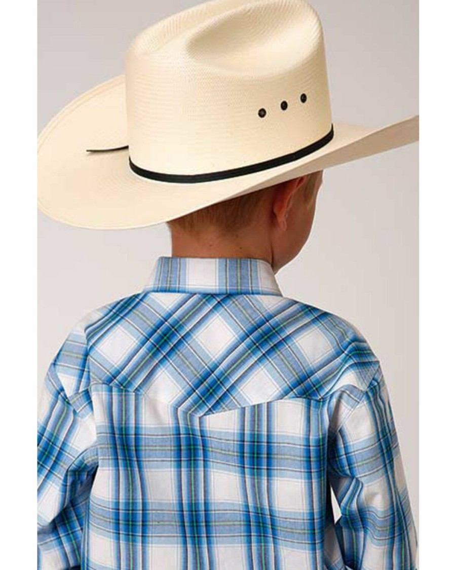 Western Shirt * | Amarillo Boys' Plaid Long Sleeve Western Shirt Roper Outlet