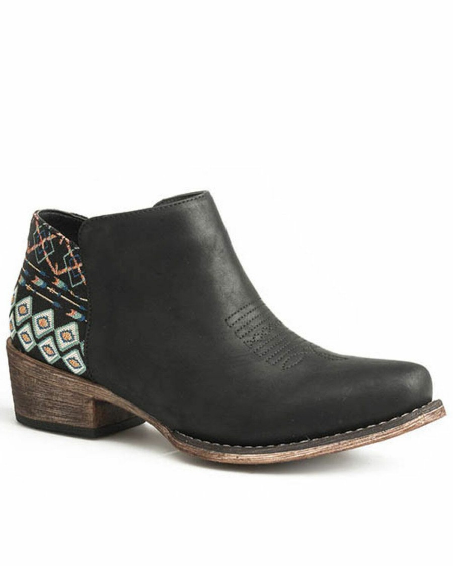 Boots * | Roper Women'S Black Sedona Southwestern Heel Fashion Booties Snip Top Online