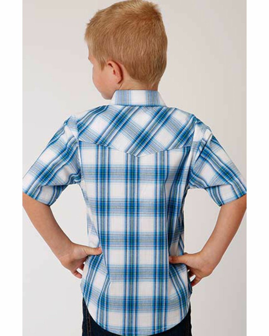 Western Shirt * | Amarillo Boys' Plaid Short Sleeve Western Shirt Roper Discount