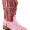 Boots * | Roper Girls' Ostrich Print Cowgirl Boots Square Toe Sale