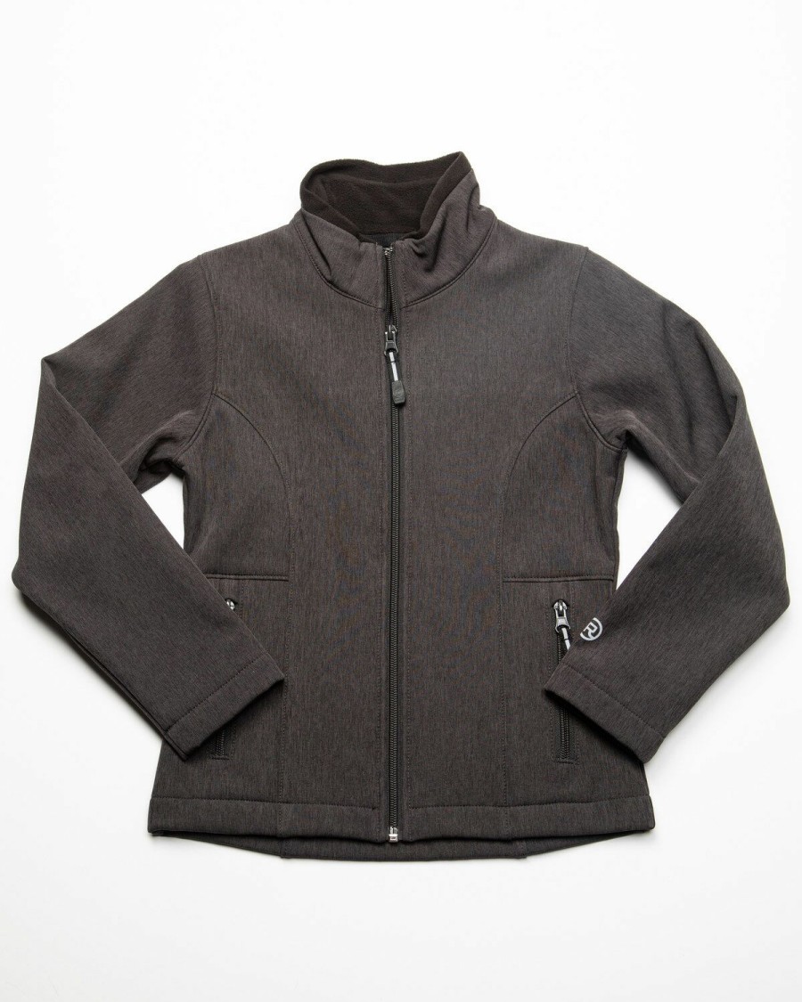 Clothing * | Roper Girls' Grey Softshell Fleece Jacket Outlet