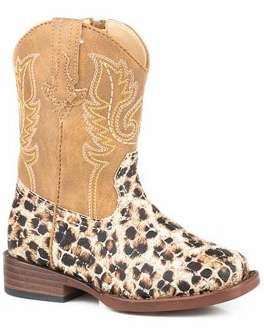 Western Boots * | Roper Toddler Girls' Glitter Leopard Western Boots Square Toe Outlet