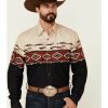 Western Shirt * | Roper Men'S Open Range Southwestern Border Print Long Sleeve Snap Western Shirt Discount