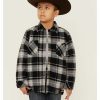 Clothing * | Roper Boys' Plaid Button-Down Reversible Jacket Black Sale