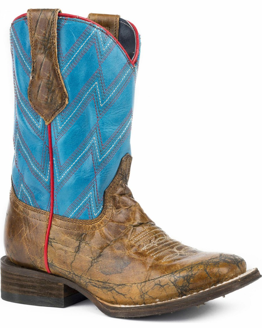 Boots * | Roper Boys' Chevron Marbled Cowboy Boots Square Toe Limited Edition