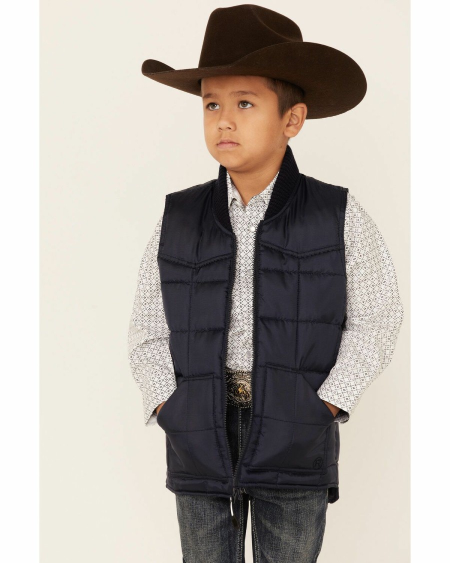 Clothing * | Roper Boys' Navy Quilted Vest Outlet