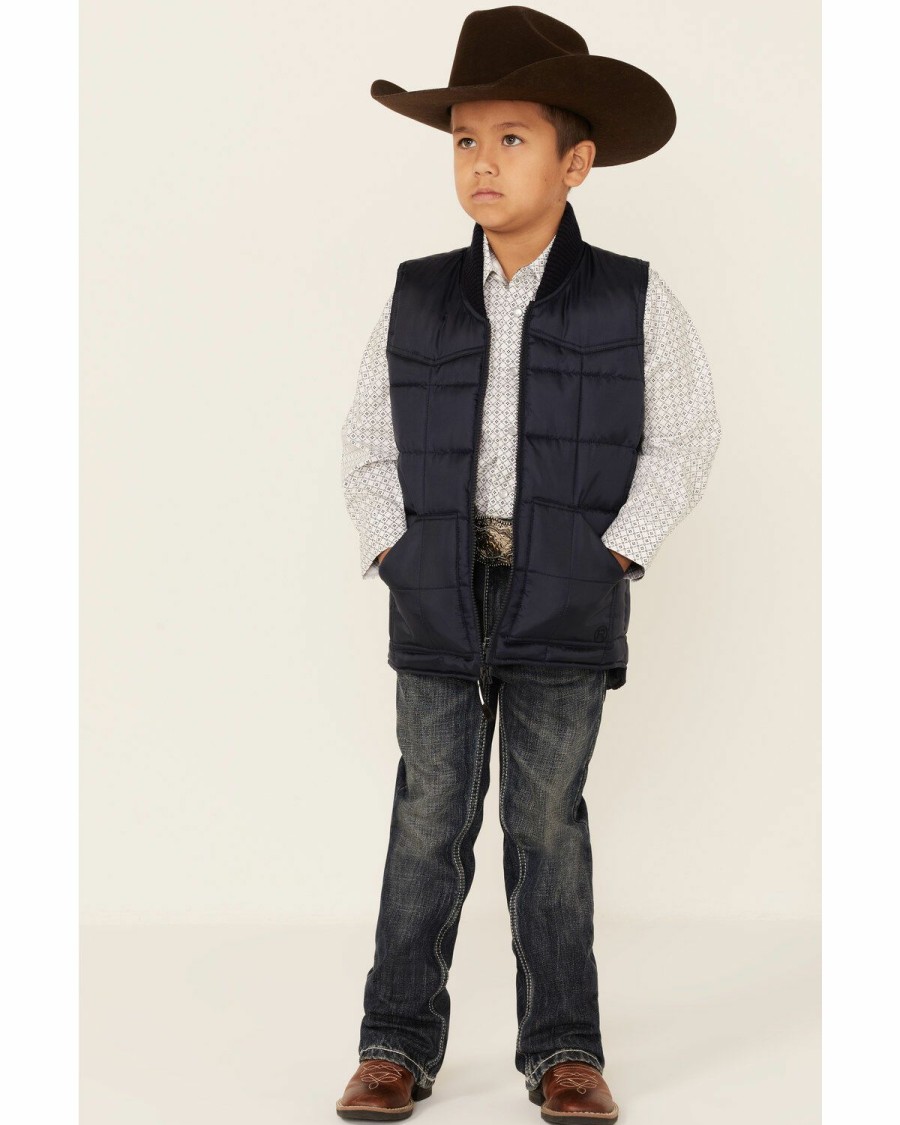 Clothing * | Roper Boys' Navy Quilted Vest Outlet