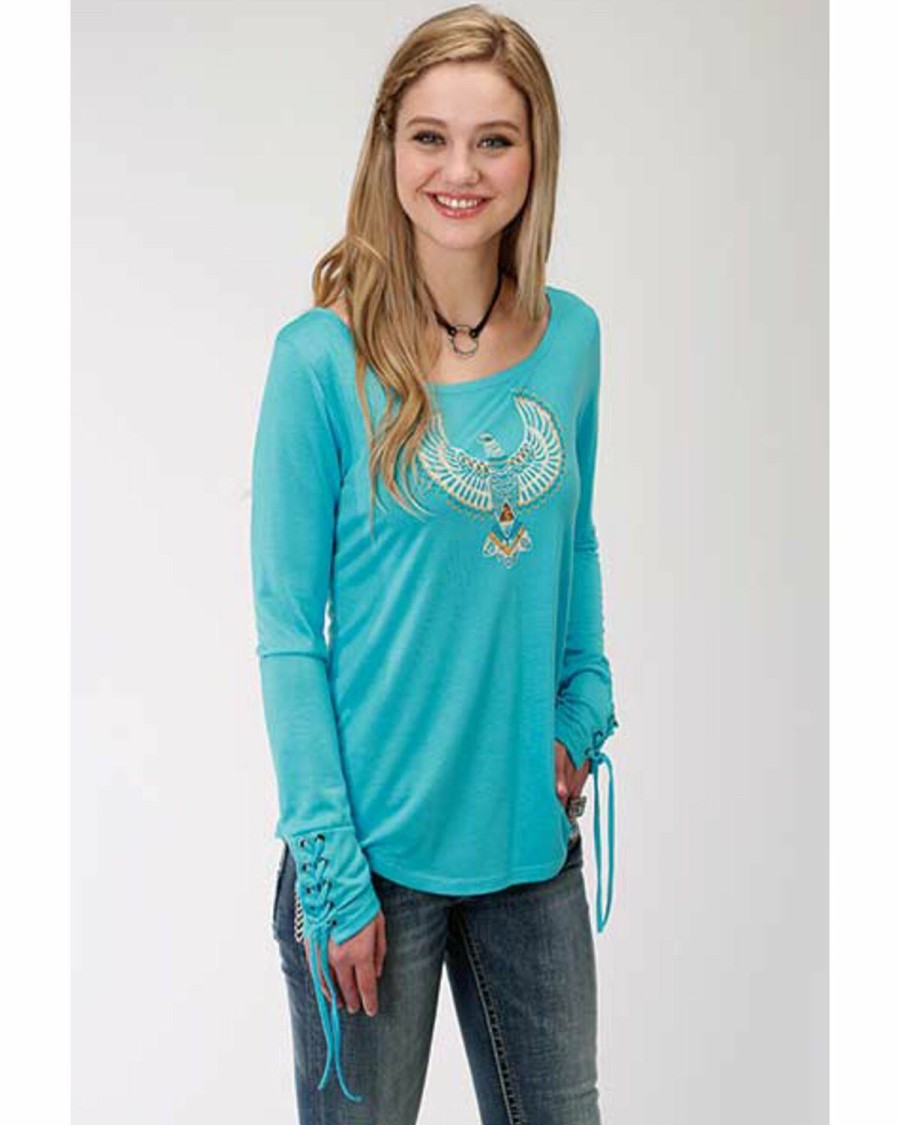 Clothing * | Roper Women'S Eagle Graphic Long Sleeve Top Sale